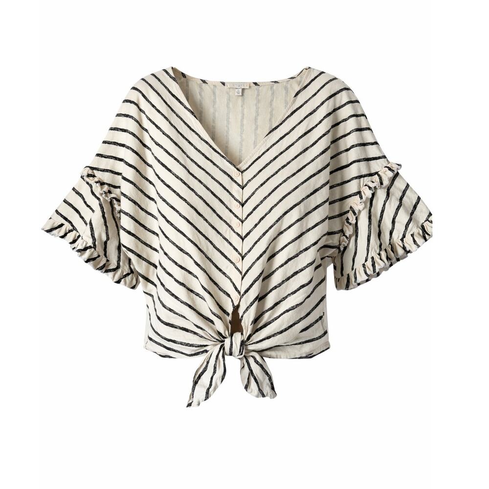 Umgee Bohemian Tie Waist Striped Top XL